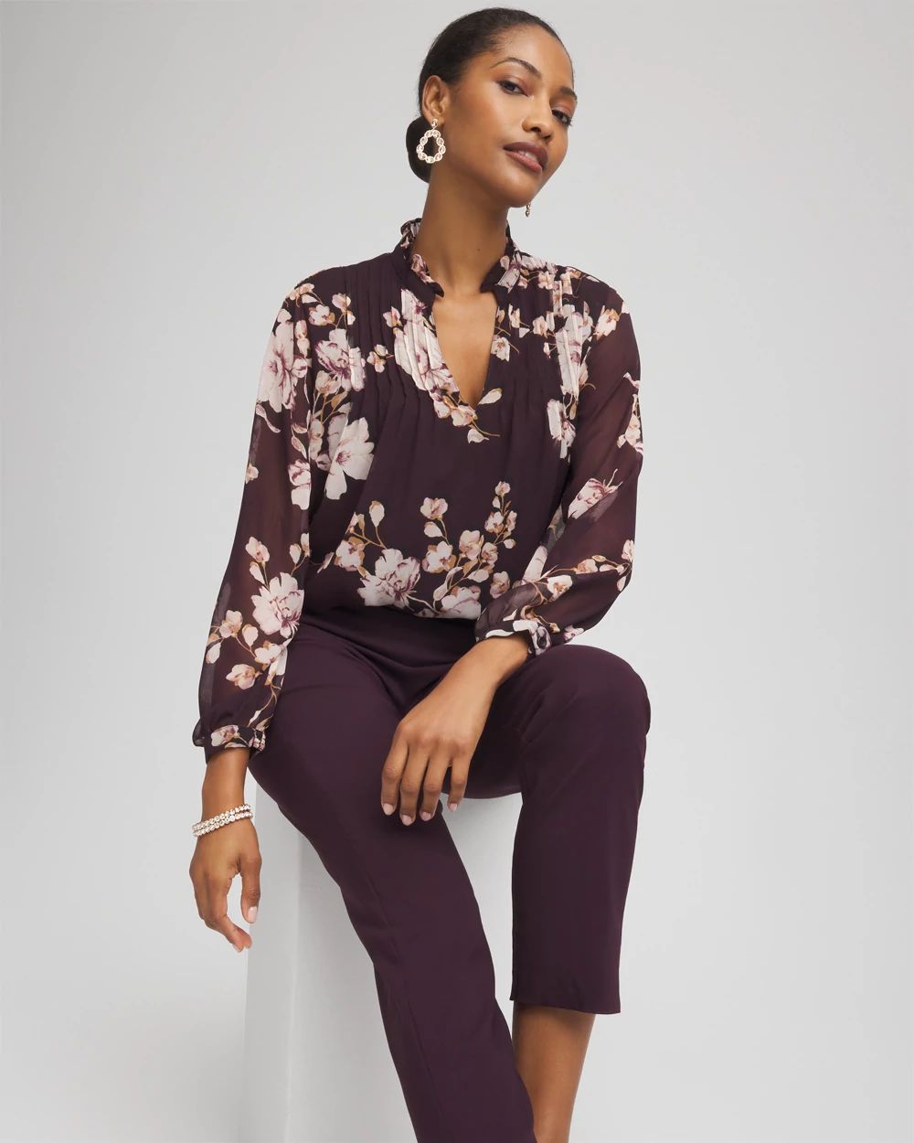 Frosty Floral Ruffleneck Blouse | Chico's